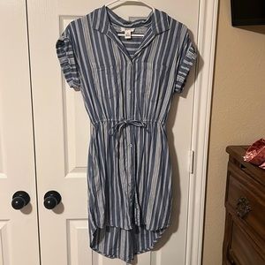 Jopna blue and white striped button down dress